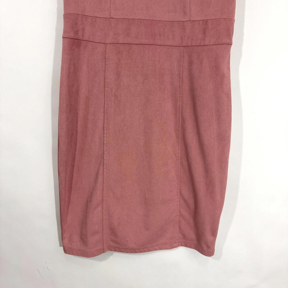Lascana Women’s Size 6 Small Solid Pink Faux Suede Fitted Sheath Mini Dress - Picture 3 of 10